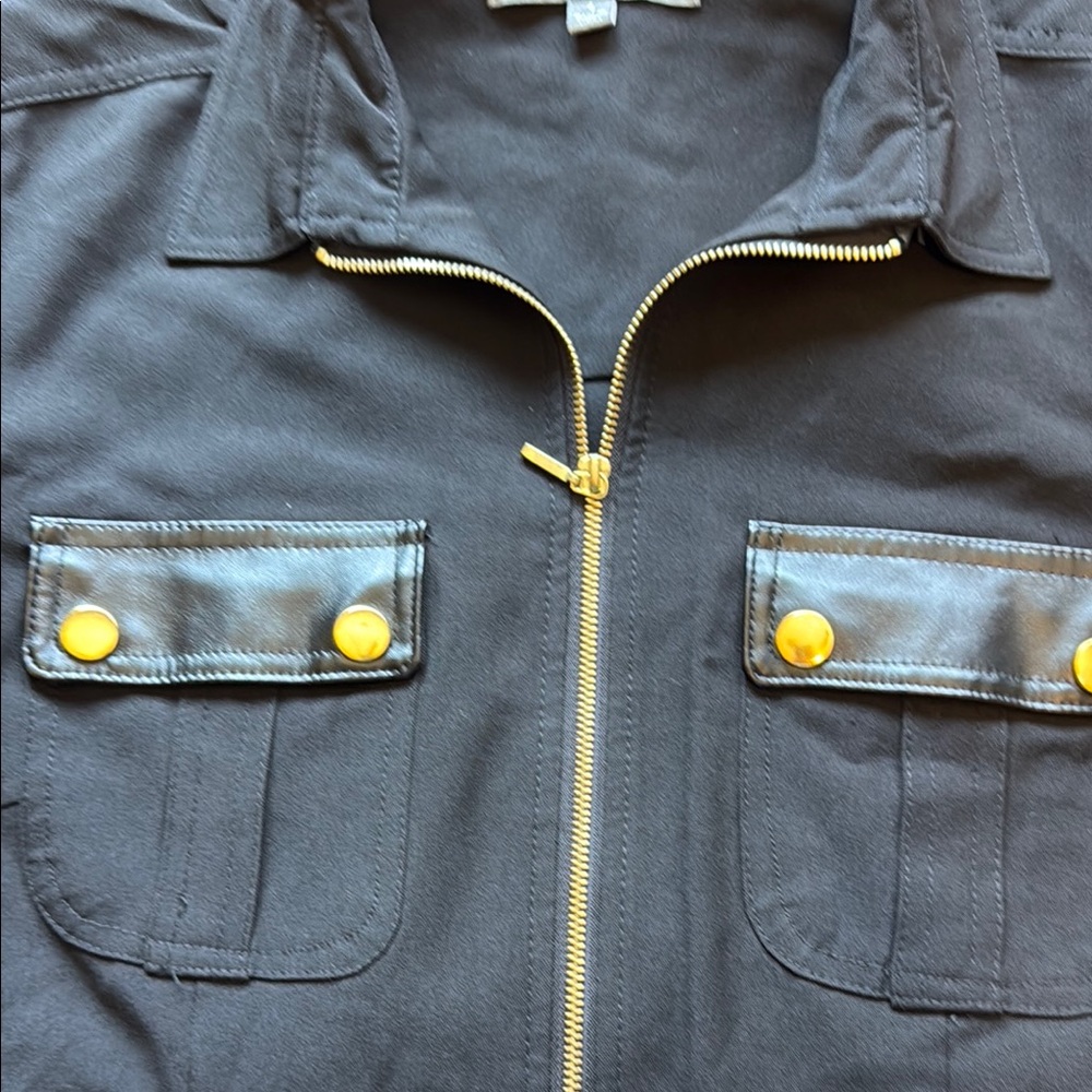 Sharagano Women’s Front Zip Black Shirt Dress 3/4 sleeves size 4 Like New - Picture 10 of 12